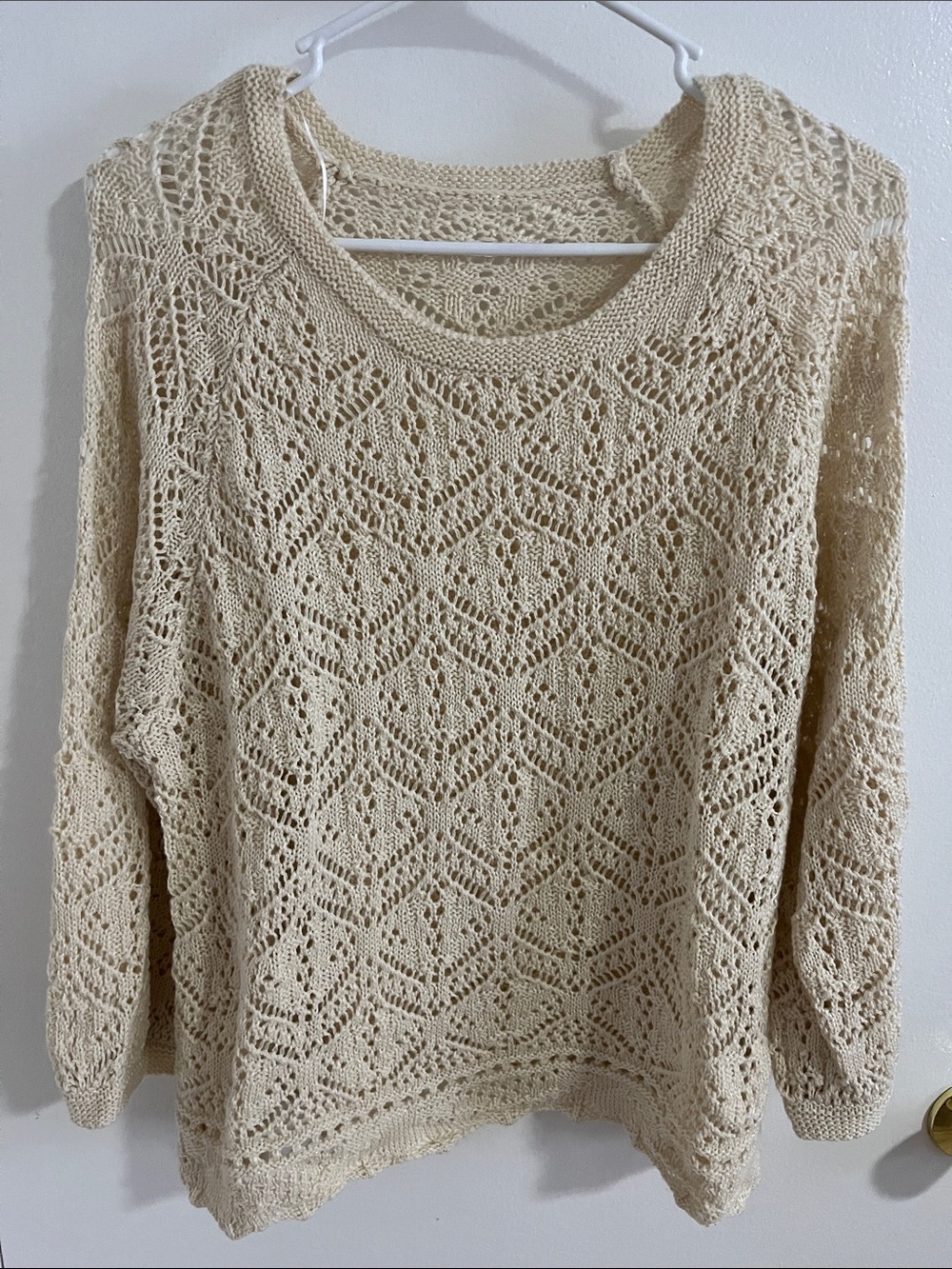 Women’s Cream Open-Knit Sweater